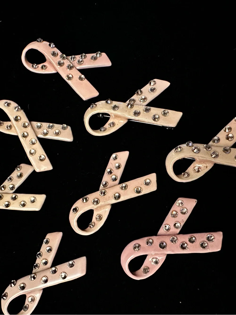 Vintage 2014 Pink Ribbon Crystal Awareness Pin - Women Accessories Lot of 8